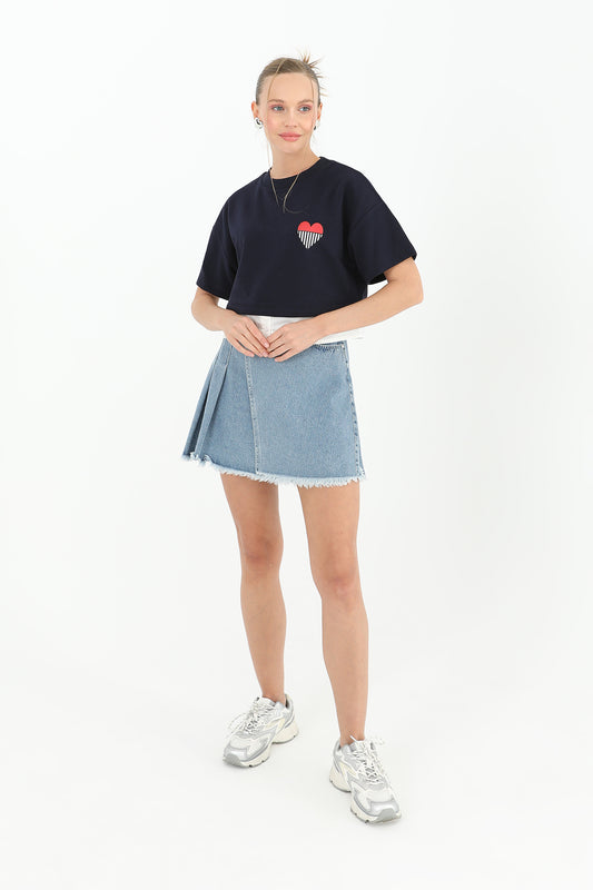 Soul Kadın Poplin Garnili Baskılı T-Shirt