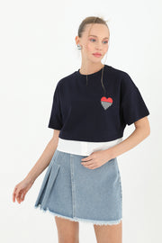 Soul Kadın Poplin Garnili Baskılı T-Shirt