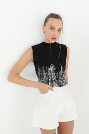 Soul Kadın Varak Baskılı Kolsuz Crop Top