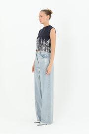 Soul Kadın Varak Baskılı Kolsuz Crop Top