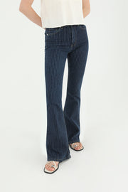 Soul Kadın Çizgili Bol Denim Pantolon
