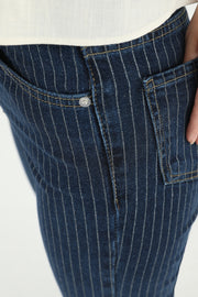 Soul Kadın Çizgili Bol Denim Pantolon