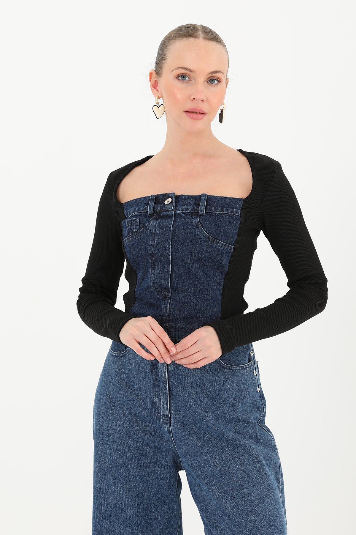 Soul Kadın Ribanalı Denim Bluz