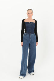 Soul Kadın Ribanalı Denim Bluz