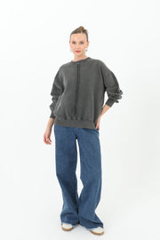 Soul Kadın Dikiş Detaylı Eskitme Sweatshirt
