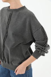 Soul Kadın Dikiş Detaylı Eskitme Sweatshirt