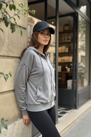 Soul Kadın Fermuarlı Kapüşonlu Eskitme Sweatshirt