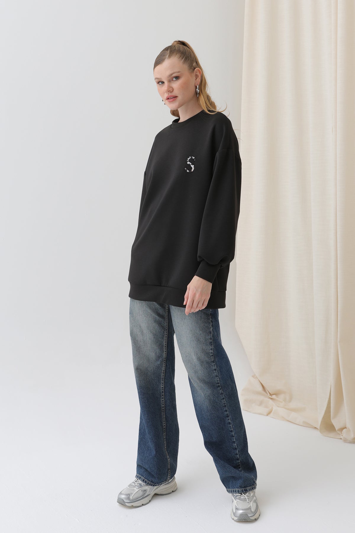 Soul Kadın Arkası Leopar Detaylı Sweatshirt