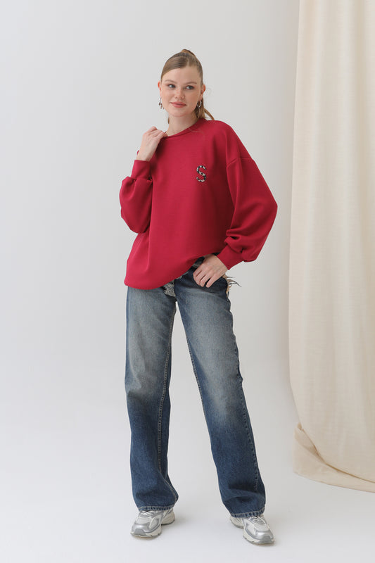 Soul Kadın Arkası Leopar Detaylı Sweatshirt