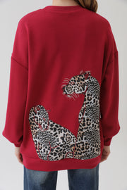 Soul Kadın Arkası Leopar Detaylı Sweatshirt