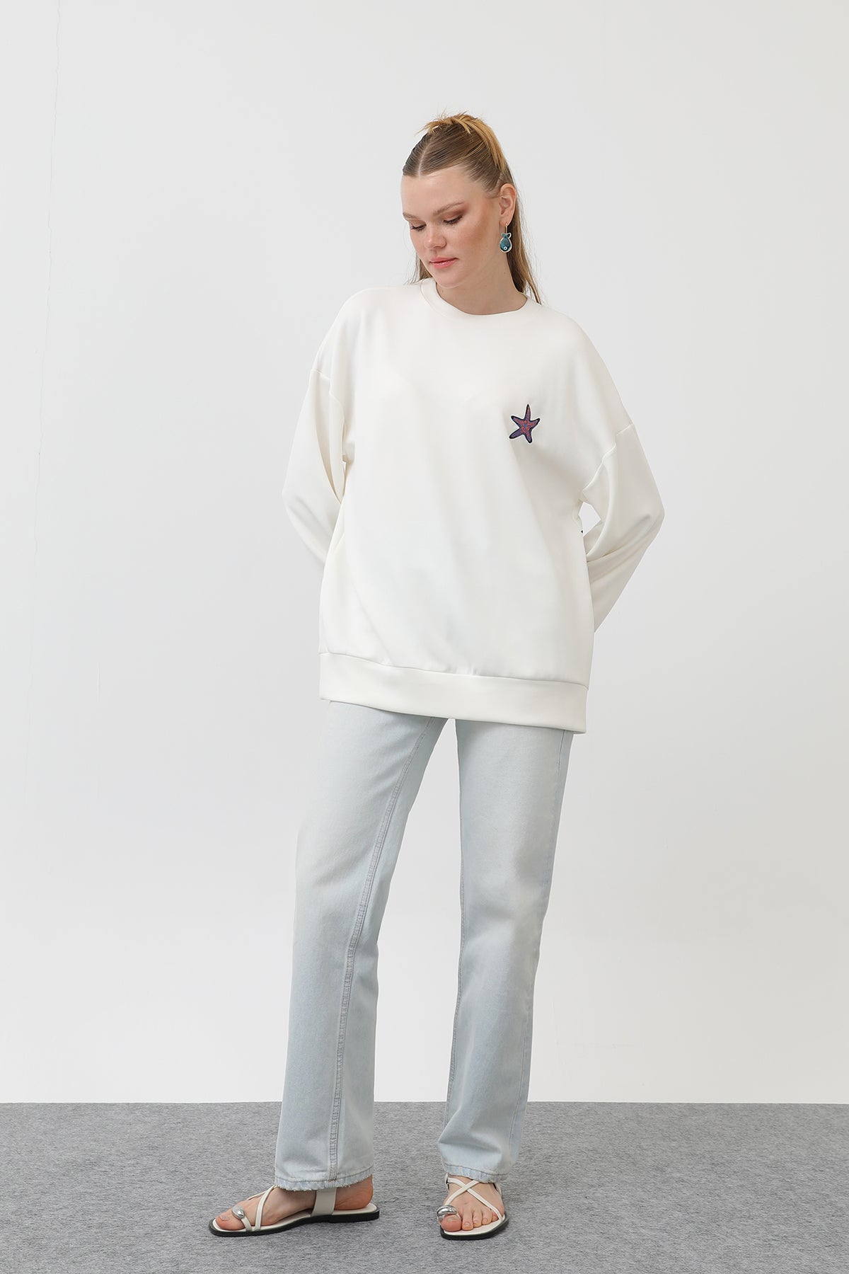 Soul Kadın Balık Nakışlı Sweatshirt