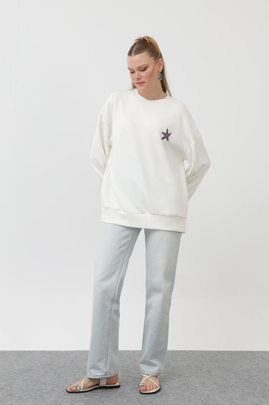 Soul Kadın Balık Nakışlı Sweatshirt