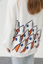Soul Kadın Balık Nakışlı Sweatshirt