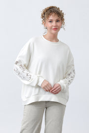 Soul Kadın Kolları File Nakışlı Sweatshirt
