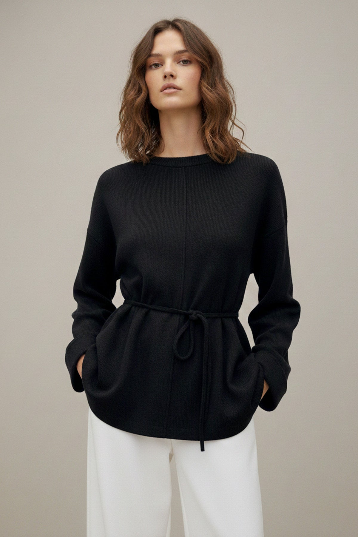 Loreen Kadın Kuşaklı Minimal Örme Tunik