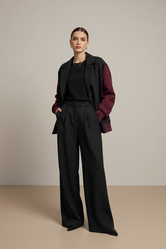 Soul Kadın Çizgili Oversize Ceket