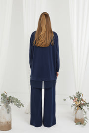 Şifon Geçişli Pantolon Takım