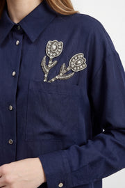 Puane Kadın Yaka Taş İşleme Detaylı Denim Takım