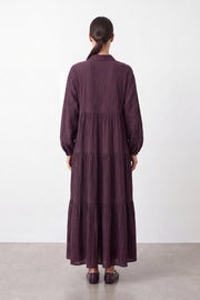 Soul Kadın V Yaka Katlı Dokuma Elbise