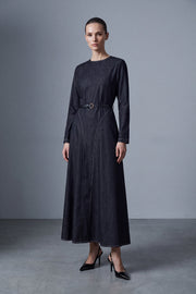 Kadın Kuşaklı Denim Elbise