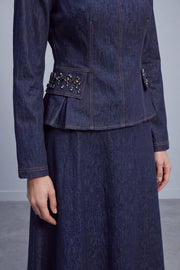 Kadın İşlemeli Denim Takım