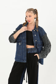 Soul Kadın Triko Kol Detaylı Denim Ceket